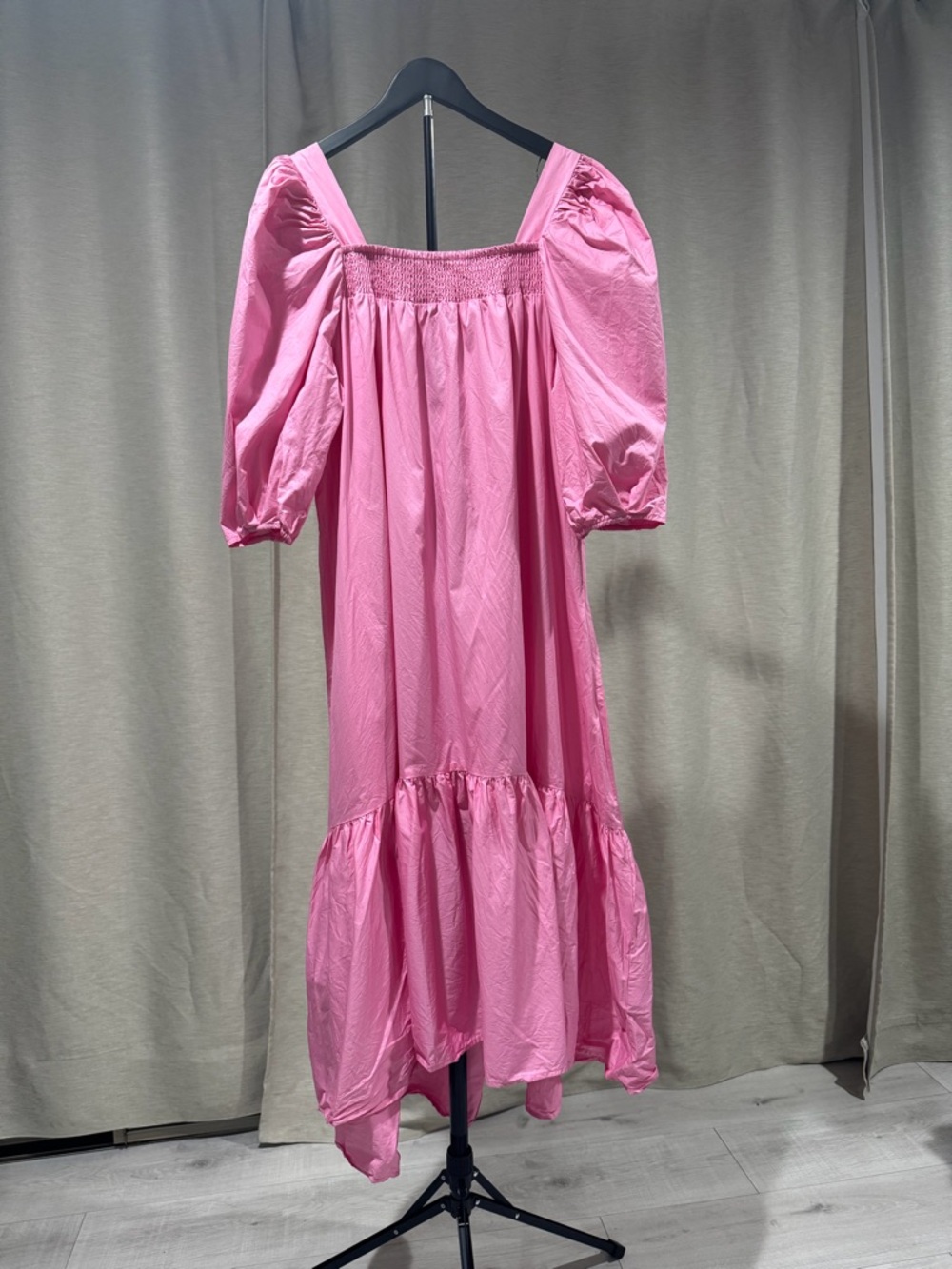 H&M Pink Smocked Maxi Dress with Puff Detail